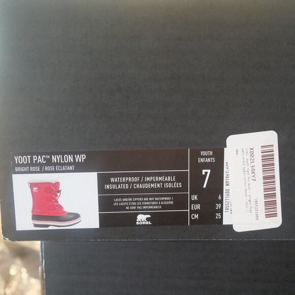 NEW Sorel YOUTH Yoot Pac TP Waterproof Boots Youth Girls Size 7 Rose Pink - Picture 9 of 9
